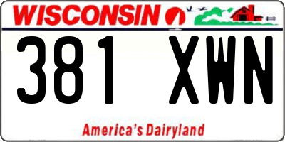 WI license plate 381XWN
