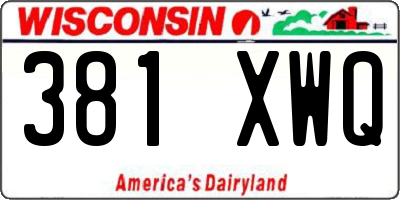 WI license plate 381XWQ