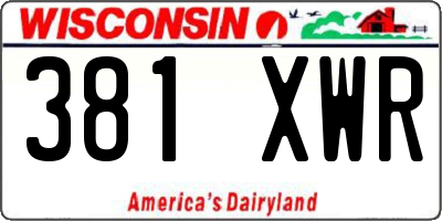 WI license plate 381XWR