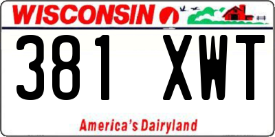 WI license plate 381XWT