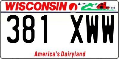 WI license plate 381XWW