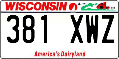 WI license plate 381XWZ