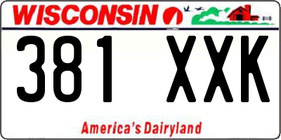 WI license plate 381XXK