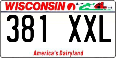 WI license plate 381XXL