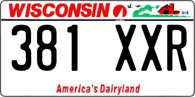 WI license plate 381XXR