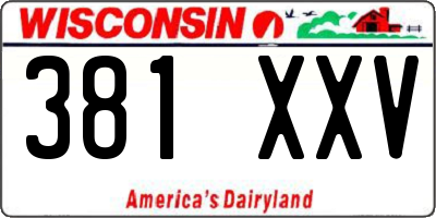WI license plate 381XXV