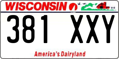 WI license plate 381XXY