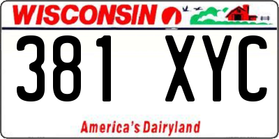 WI license plate 381XYC