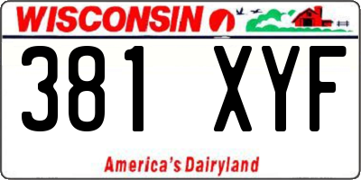 WI license plate 381XYF