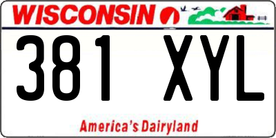 WI license plate 381XYL