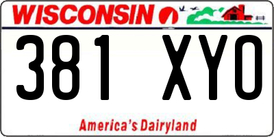 WI license plate 381XYO