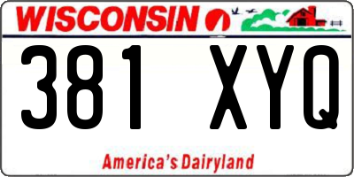 WI license plate 381XYQ