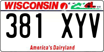 WI license plate 381XYV