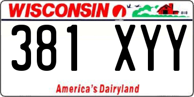 WI license plate 381XYY