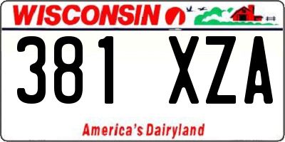 WI license plate 381XZA