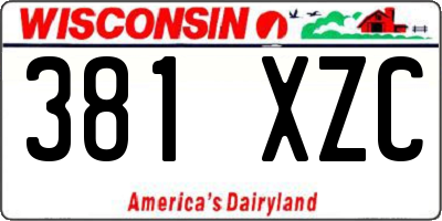 WI license plate 381XZC