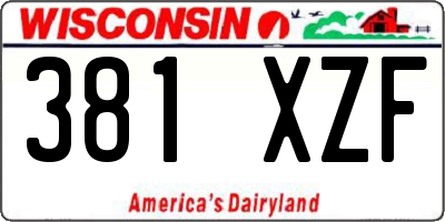 WI license plate 381XZF