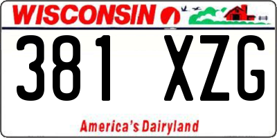 WI license plate 381XZG