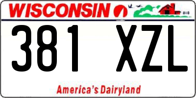 WI license plate 381XZL