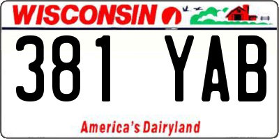 WI license plate 381YAB