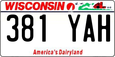 WI license plate 381YAH