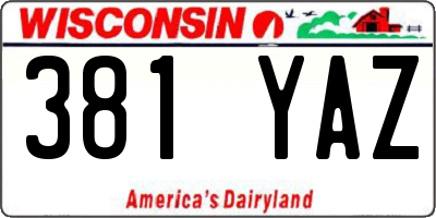 WI license plate 381YAZ