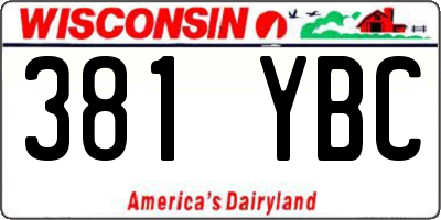 WI license plate 381YBC