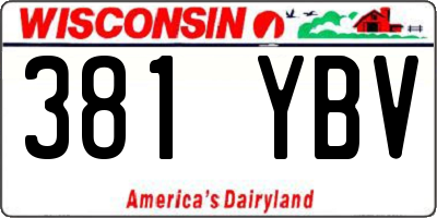 WI license plate 381YBV