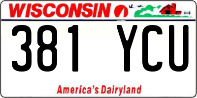 WI license plate 381YCU