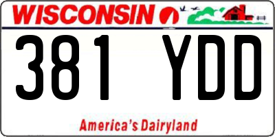 WI license plate 381YDD