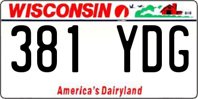 WI license plate 381YDG