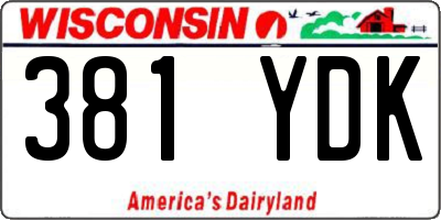 WI license plate 381YDK