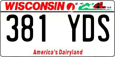 WI license plate 381YDS