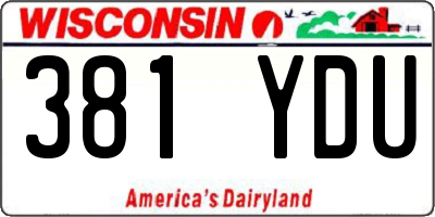 WI license plate 381YDU