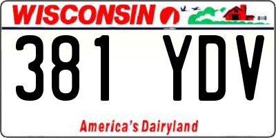 WI license plate 381YDV