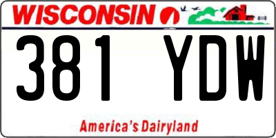WI license plate 381YDW
