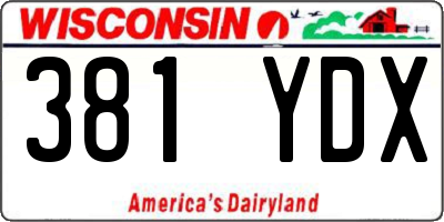 WI license plate 381YDX