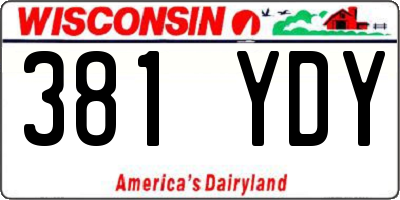 WI license plate 381YDY