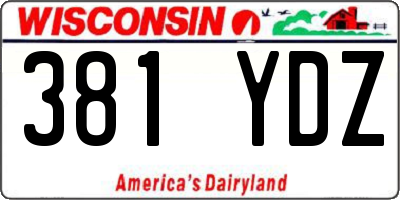 WI license plate 381YDZ