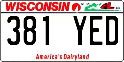 WI license plate 381YED