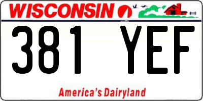 WI license plate 381YEF
