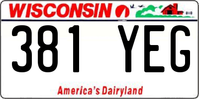 WI license plate 381YEG