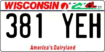 WI license plate 381YEH