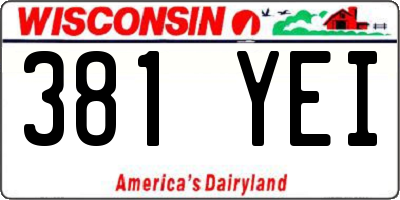 WI license plate 381YEI