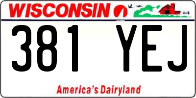 WI license plate 381YEJ