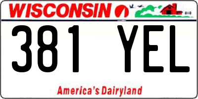 WI license plate 381YEL
