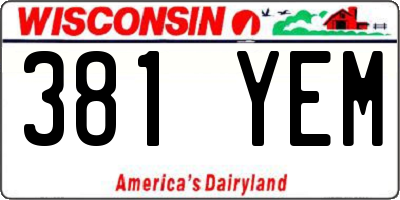 WI license plate 381YEM