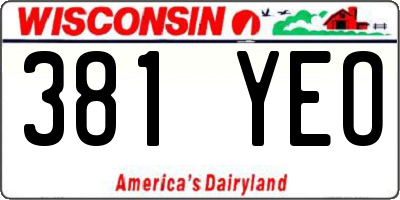 WI license plate 381YEO