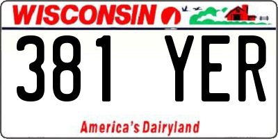 WI license plate 381YER