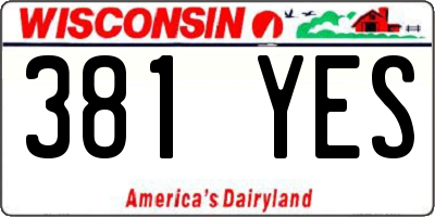 WI license plate 381YES
